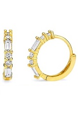stunning teensy-weensy yellow gold cz baby huggie hoop earrings